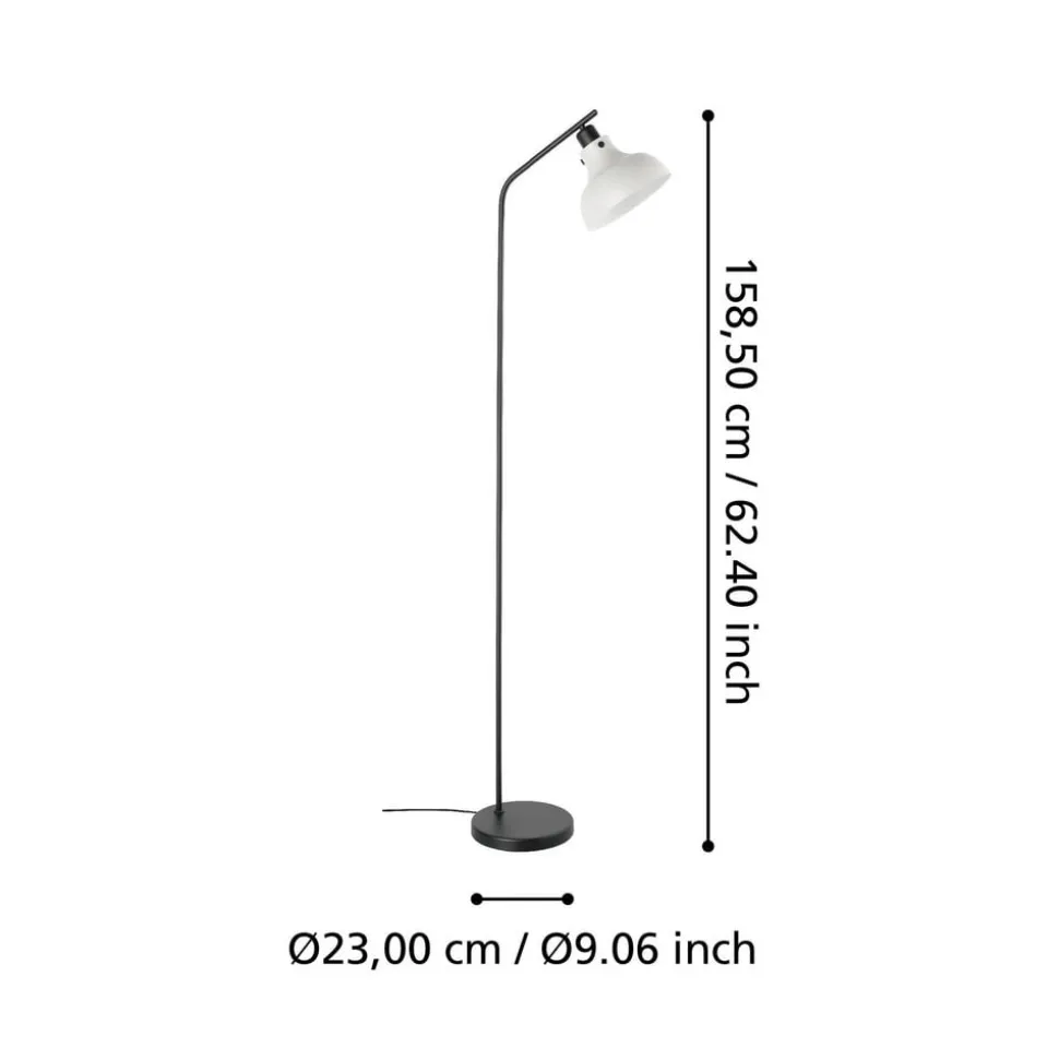 Matlock gulvlampe, højde 158 cm, grå/sort