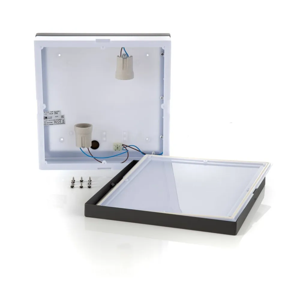 Matteo udendørs loftlampe, 2 x E27, IP44, antracit