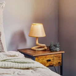 Mauli bordlampe lavet af reb og stof