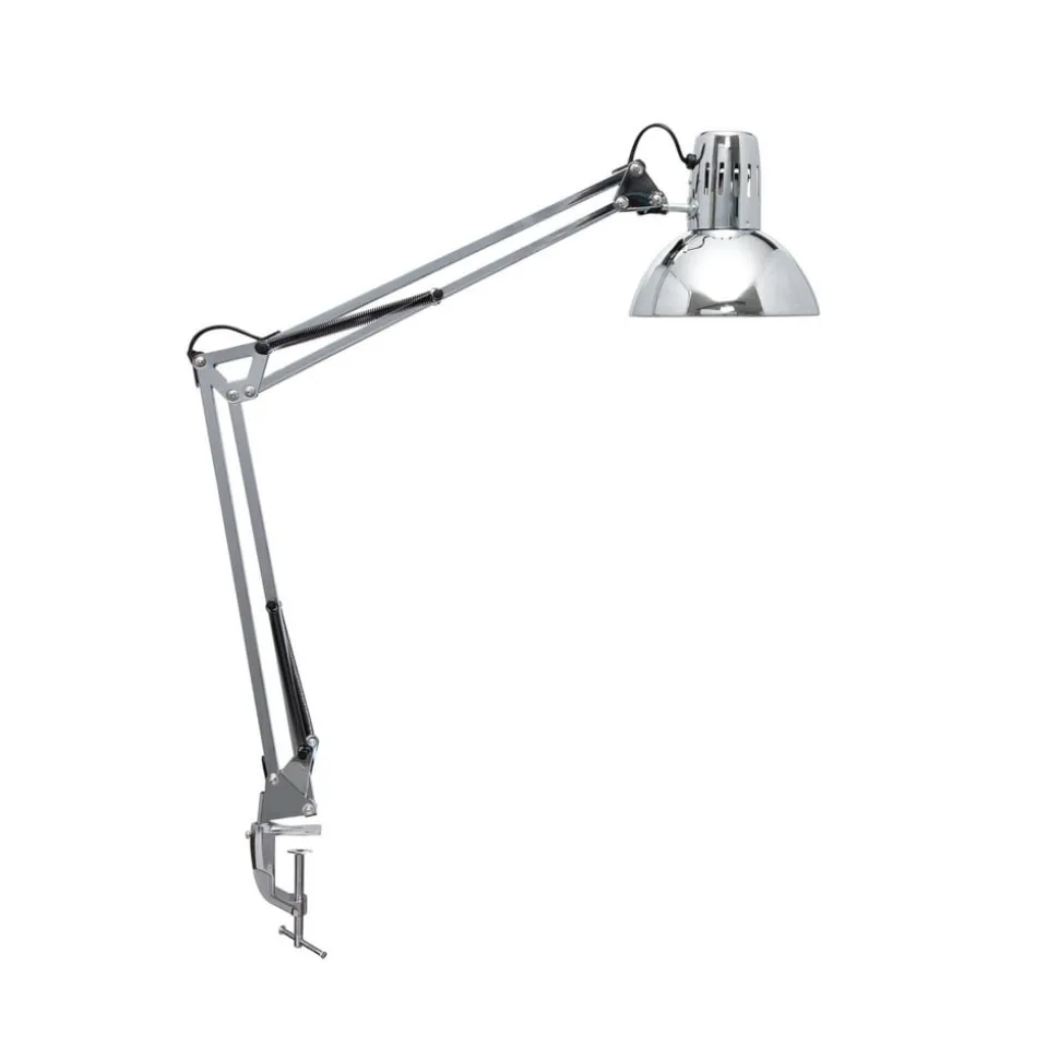 MAULstudy klemmelampe, skinnende sølv, højde 44 cm, metal