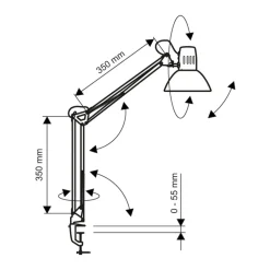 MAULstudy klemmelampe, sort, 44 cm, metal, E27