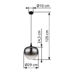 Maxy hængelampe, Ø 29 cm, røgfarvet grå, glas