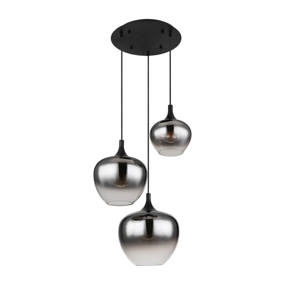Maxy hængelampe, Ø 48 cm, røggrå, glas, 3 lyskilder.