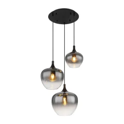 Maxy hængelampe, Ø 48 cm, røggrå, glas, 3 lyskilder.