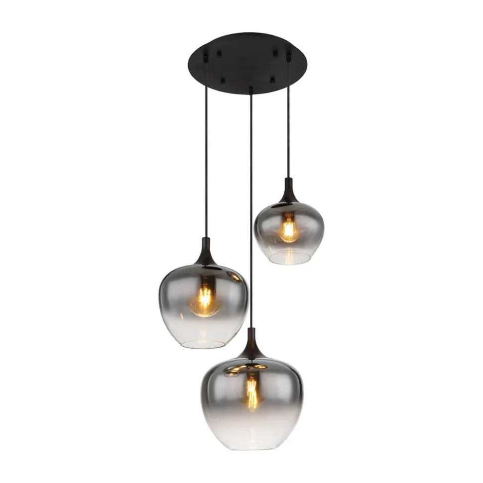 Maxy hængelampe, Ø 48 cm, røggrå, glas, 3 lyskilder.