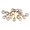 Maytoni Dallas loftlampe, 20 glaskugler, guld