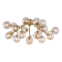 Maytoni Dallas loftlampe, 20 glaskugler, guld