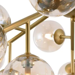 Maytoni Dallas loftlampe, 20 glaskugler, guld