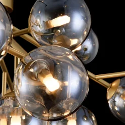 Maytoni Dallas loftlampe, 20 glaskugler, guld