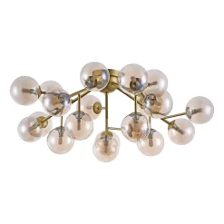 Maytoni Dallas loftlampe, 20 glaskugler, guld
