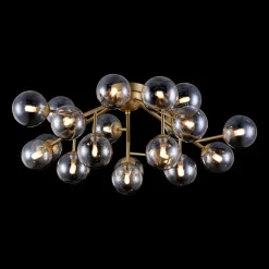 Maytoni Dallas loftlampe, 20 glaskugler, guld