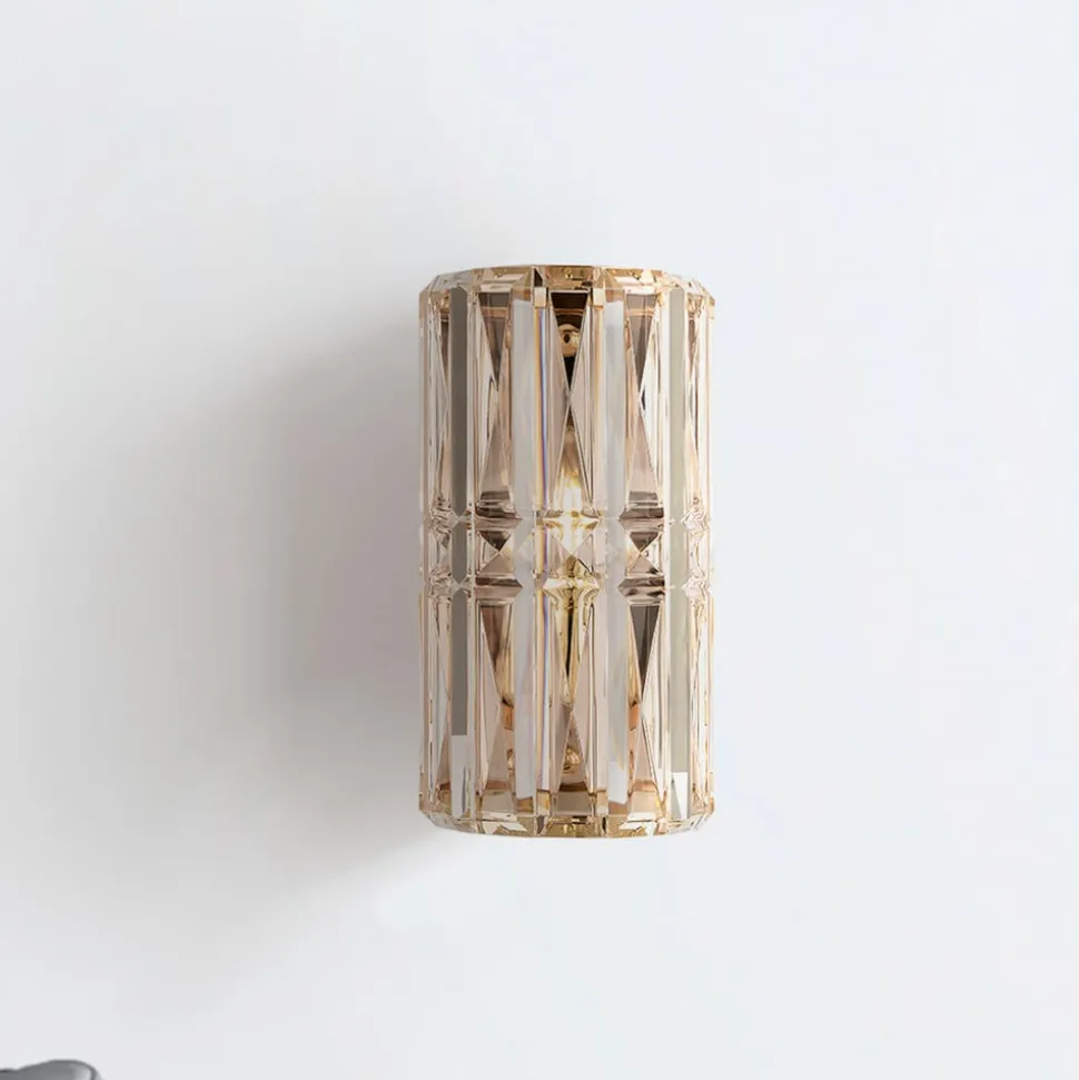 Maytoni Facet væglampe, højde 25 cm, guldfarvet, glas, E14