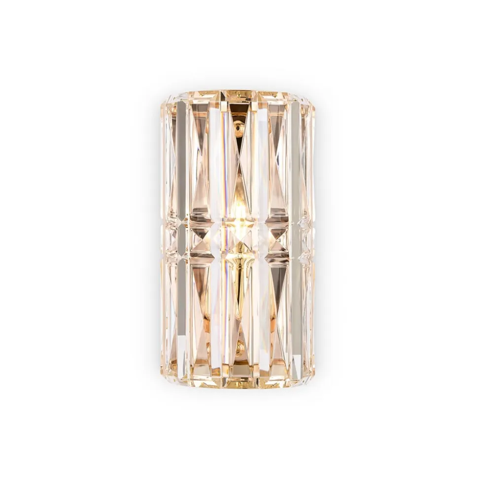 Maytoni Facet væglampe, højde 25 cm, guldfarvet, glas, E14
