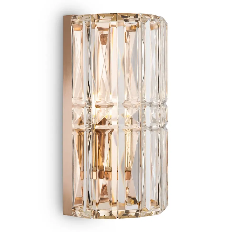 Maytoni Facet væglampe, højde 25 cm, guldfarvet, glas, E14