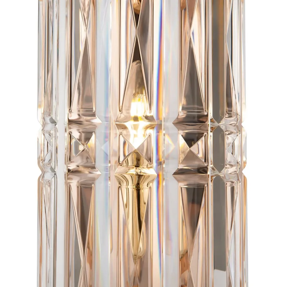 Maytoni Facet væglampe, højde 25 cm, guldfarvet, glas, E14