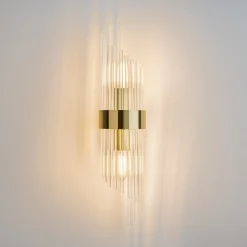 Maytoni Frame væglampe, 2 lyskilder, højde 46 cm, guld/klar