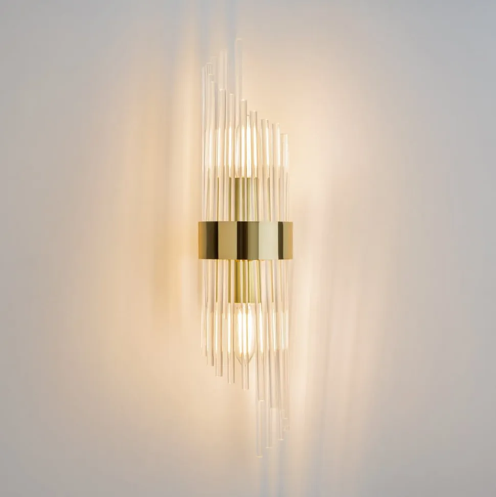 Maytoni Frame væglampe, 2 lyskilder, højde 46 cm, guld/klar