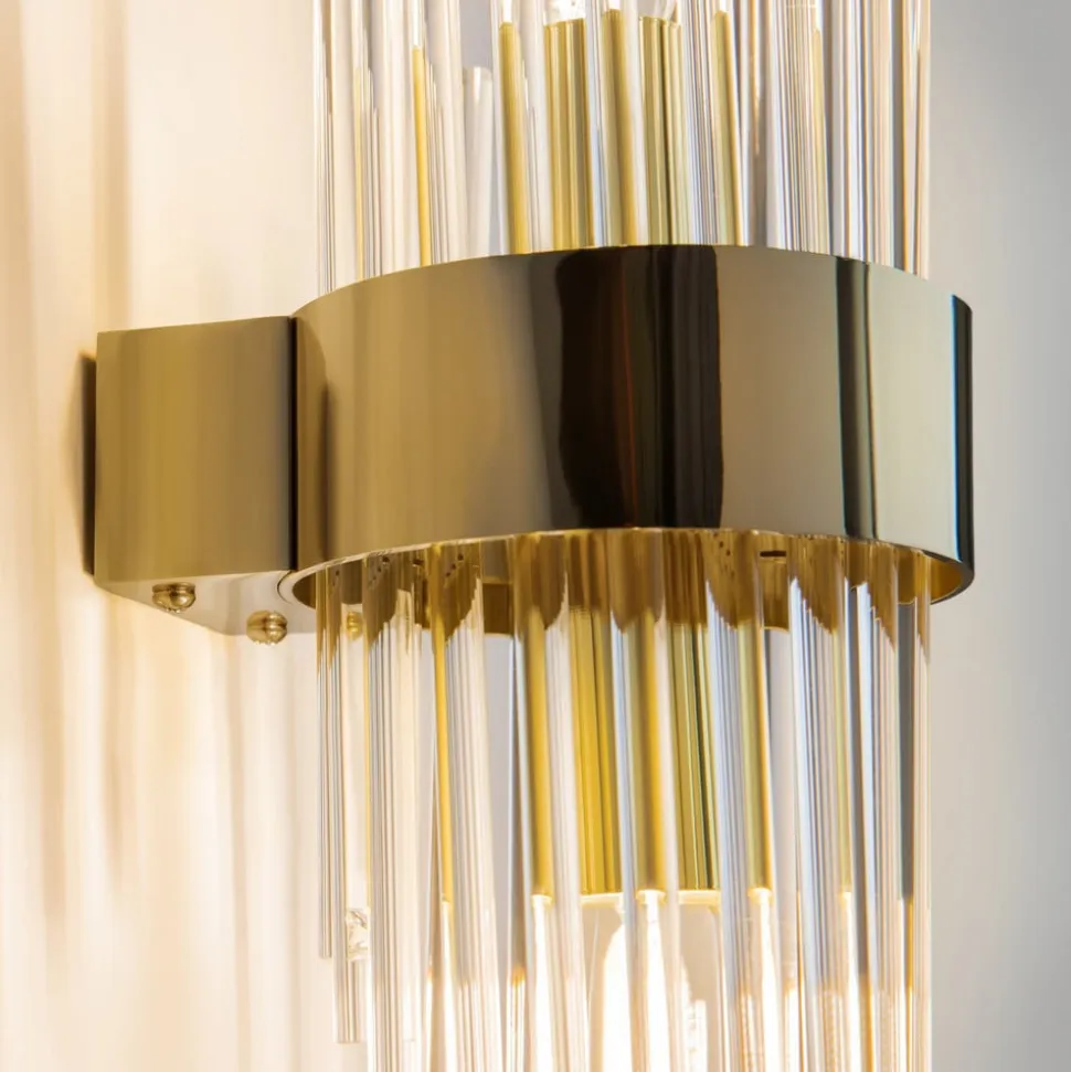 Maytoni Frame væglampe, 2 lyskilder, højde 46 cm, guld/klar
