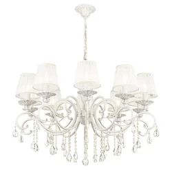 Maytoni Grace lysekrone, hvid, 10 lyskilder, organza