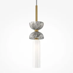 Maytoni hængelampe Kyoto, guld, Ø 10 cm, marmor, glas