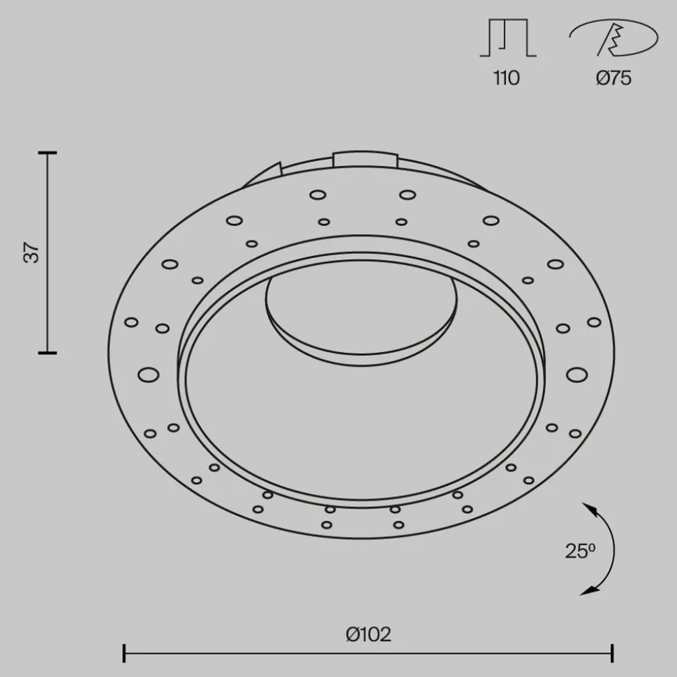 Maytoni indbygningslampe Share, hvid/hvid, Ø 10,2 cm, aluminium, GU10