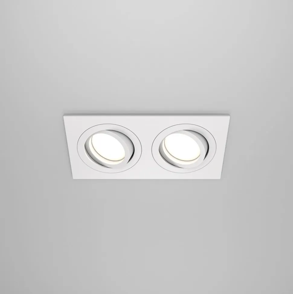 Maytoni indbygningslampe Atom, hvid, 2 lyskilder, 17,5 x 9,2 cm