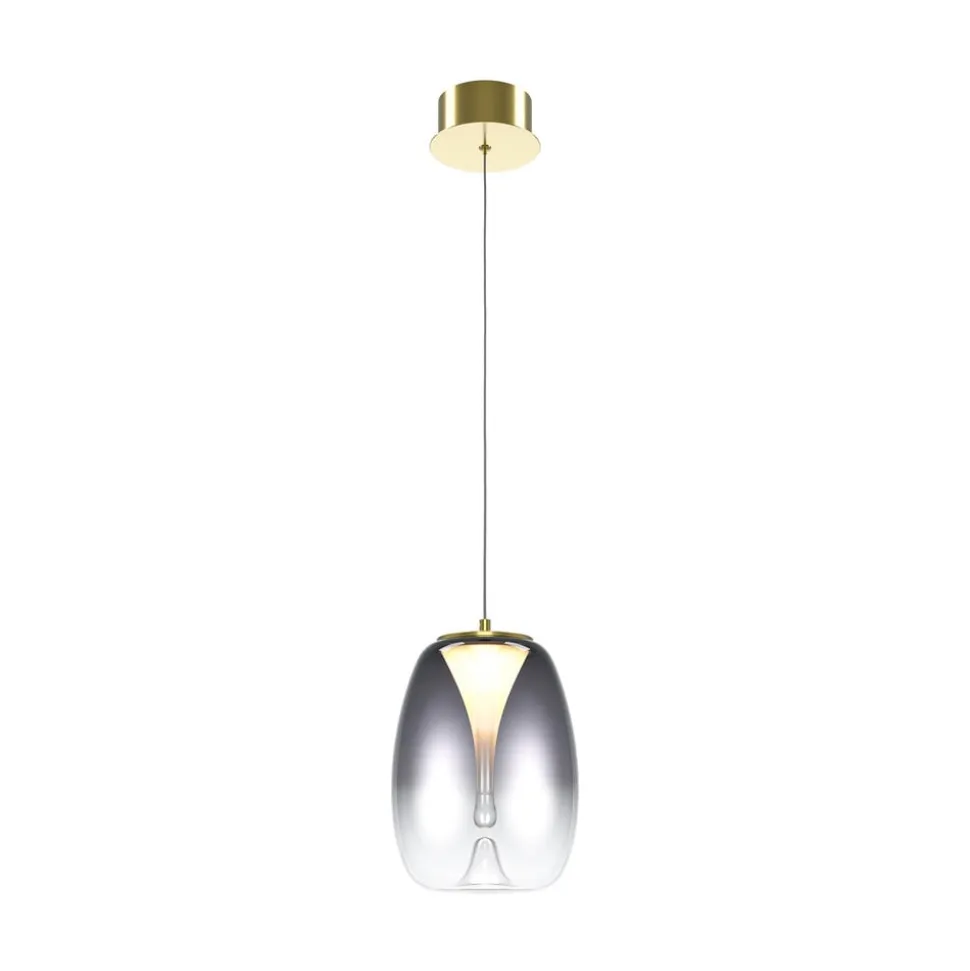 Maytoni LED-hængelampe Splash, røggrå, Ø 20 cm, glas