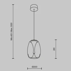 Maytoni LED-hængelampe Splash, røggrå, Ø 20 cm, glas
