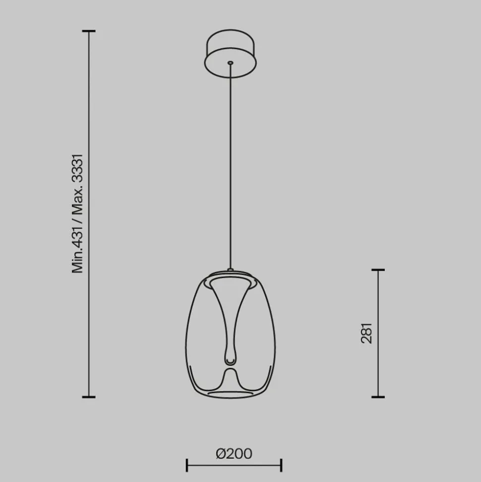 Maytoni LED-hængelampe Splash, røggrå, Ø 20 cm, glas