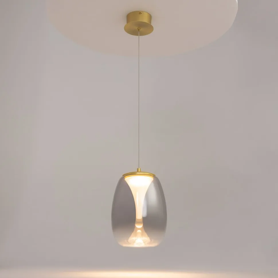 Maytoni LED-hængelampe Splash, røggrå, Ø 20 cm, glas