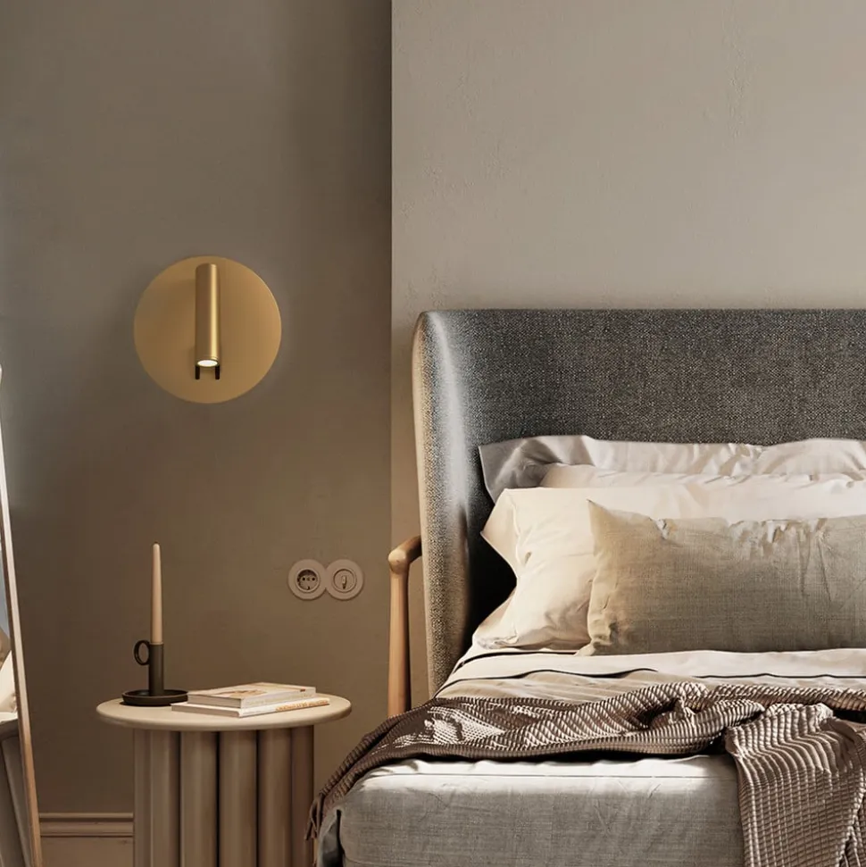 Maytoni LED-væglampe iOS 176, guldfarvet, rund, aluminium
