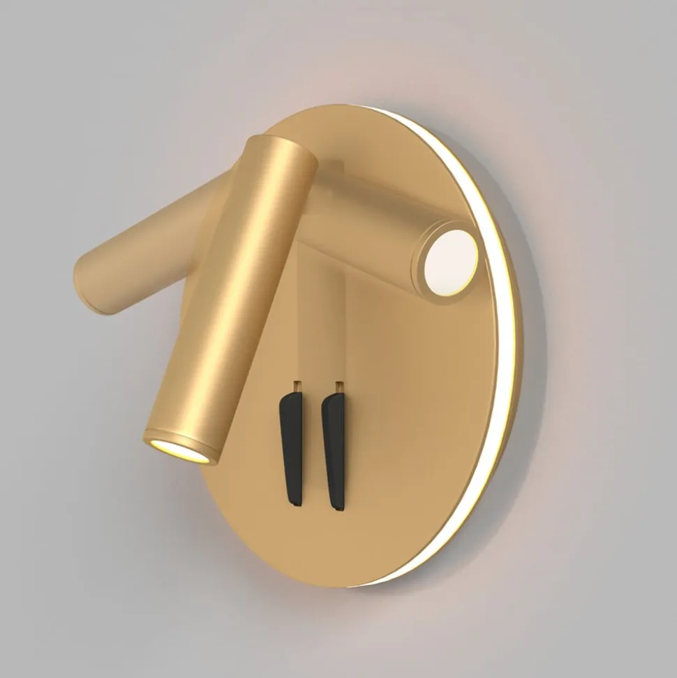 Maytoni LED-væglampe iOS 176, guldfarvet, rund, aluminium