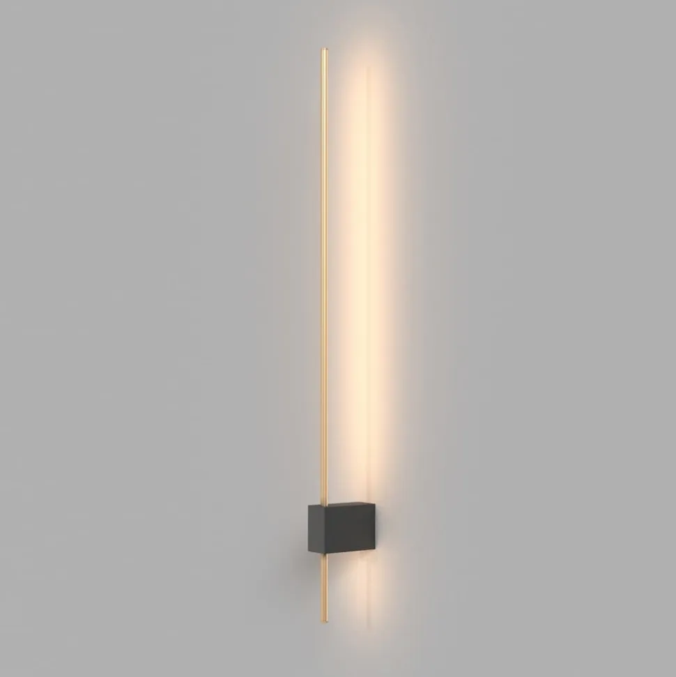 Maytoni LED-væglampe Pars, 62,3 cm, sort/guld, aluminium