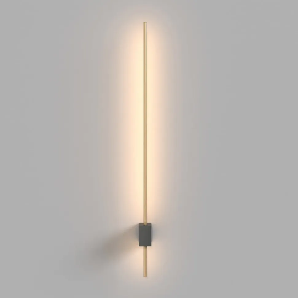 Maytoni LED-væglampe Pars, 62,3 cm, sort/guld, aluminium