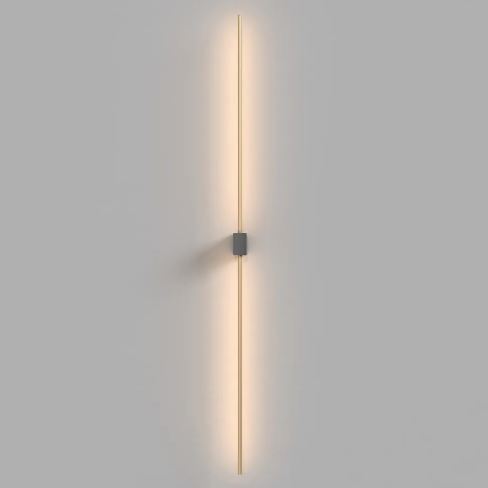 Maytoni LED-væglampe Pars, 105 cm, sort/guld, aluminium
