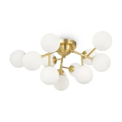 Maytoni loftlampe Dallas, 12 lyskilder, guldfarvet/hvid