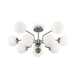 Maytoni loftlampe Erich, nikkelfarvet, glas/metal 10 lyskilder.