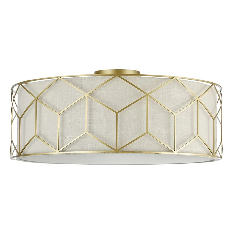 Maytoni loftlampe Messina, Ø 57 cm, beige, linned