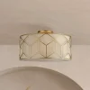 Maytoni loftlampe Messina, Ø 43 cm, beige, linned