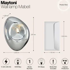 Maytoni Mabell væglampe af glas, krom