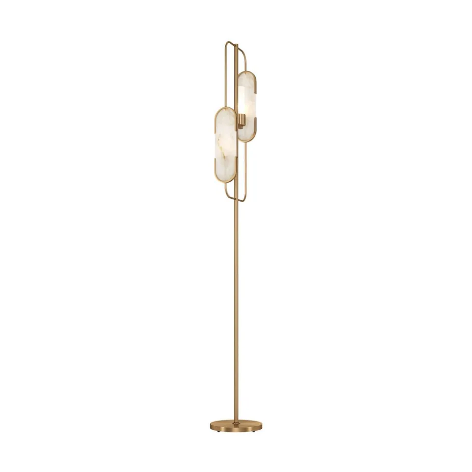 Maytoni Marmo gulvlampe, guldfarve/natursten