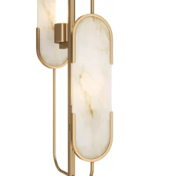 Maytoni Marmo gulvlampe, guldfarve/natursten