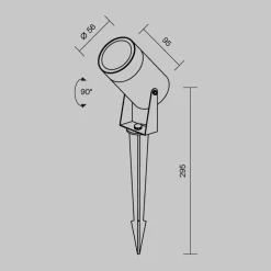 Maytoni Scope spot med jordspyd, sort, aluminium, IP65