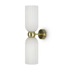 Maytoni væglampe Antic, 2 lyskilder, guld/hvid, glas