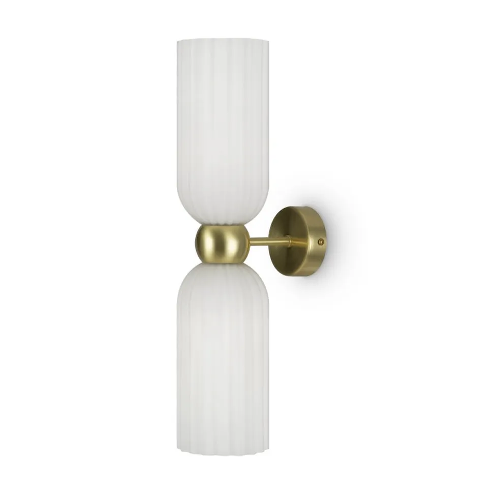 Maytoni væglampe Antic, 2 lyskilder, guld/hvid, glas