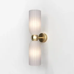 Maytoni væglampe Antic, 2 lyskilder, guld/hvid, glas