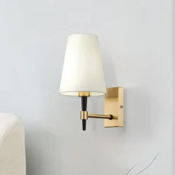 Maytoni væglampe Zaragoza, guldfarve/hvid, tekstil