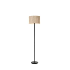 Meadow gulvlampe, sort, brun, naturfiber, stål
