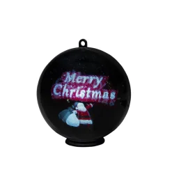 Merry Christmas 3D-hologramkugle, 64 LED'er