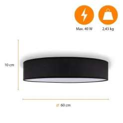 Mia loftslampe, sort, Ø 60 cm